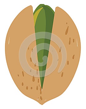 Open pistachio nut clipart image, vector or color illustration