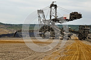 Open pit coal mine - excavator at work