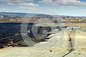 Open pit coal mine with excavators and machinery Kostolac Serbia mining