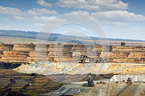 Open pit coal mine with heavy machinery Kostolac
