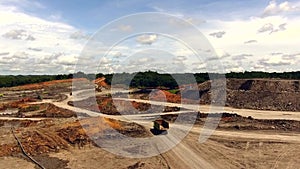 Open Pit Coal Mining, Aerial View Borneo Indonesia