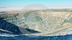 Open-pit copper mine filmed from afar