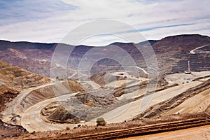 Open pit copper mine landscape