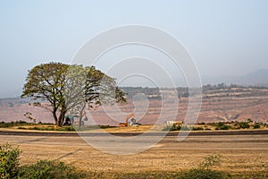 Open pit lignite mine at mae-moh behind the fog