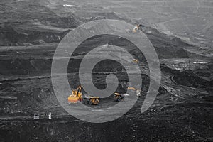 Coal mining at an open pit