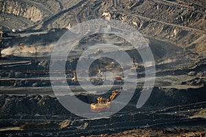 Open pit mine in mining and processing plant