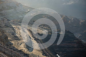 Open pit mine in mining and processing plant