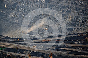 Open pit mine in mining and processing plant