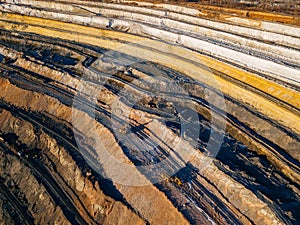 Open pit mine in mining and processing plant, aerial view