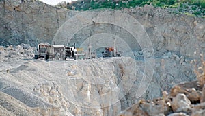 open pit mine in the Rio Tinto in Spain in aerial view, ore extraction