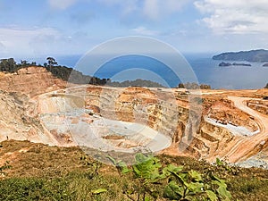 Open Pit Mine with the View of the Sea