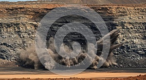 Open pit mining explosion