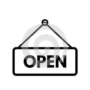 Open placard, label - vector icon