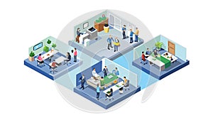 Open-Plan Modern Office Interior, Collaborative Workspace, vector design Generative AI