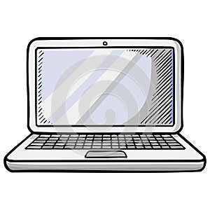 Open Portable Computer Device Displaying Screen with Keyboard
