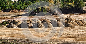 open quarry with odd shaped mounds