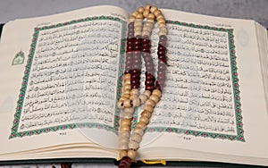 open Quran book local language holy prayers for god,Coran - holy book of Muslims religion, Friday month of 1444 Puasa Ramadan reli