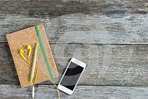 Open recipe book on wooden background