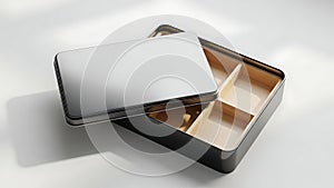 Open Rectangular Tin Box with Compartments