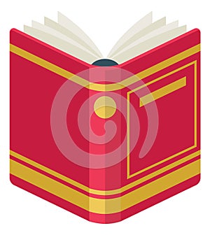 Open red book front view. Publish icon