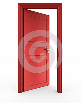 Open red door photo