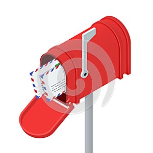 Open red mailbox and letters in it