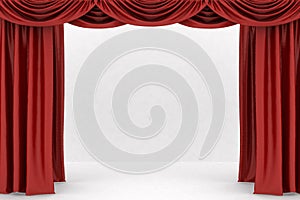 Open red theater curtain