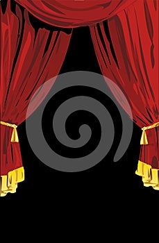 Open Red Theatrical Curtains photo