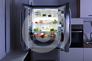 Open Refrigerator In Kitchen