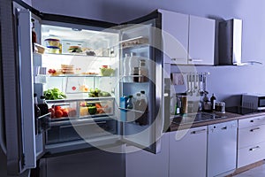 Open Refrigerator In Kitchen