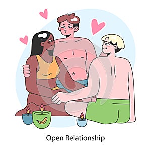 Open relationship concept. Polygamous relationship, freedom and trust