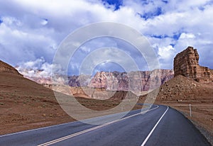 Open Road In Red Rock Country Near Lees Ferry, AZ