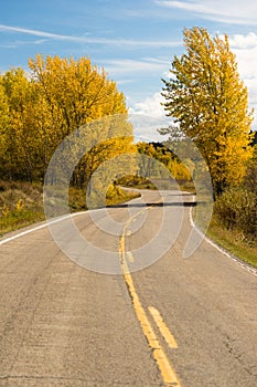 Open Road Scenic Journey Two Lane Blacktop Highway Fall Color