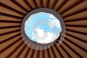 Open roof of a traditional Mongolian yurt ger