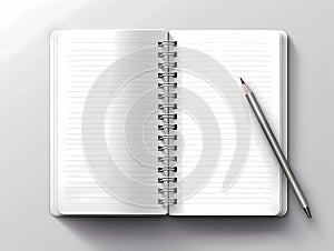 Open Ruled Notebook: AI-Generated Image with a pen, white background