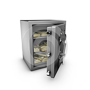 Open Safe with dollar notes inside