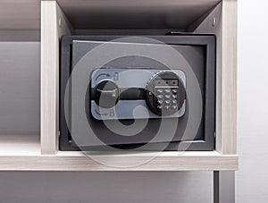 Open safe in the hotel room