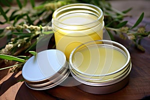 open salve jar with a gentle balm for itchy skin