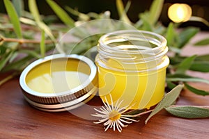 open salve jar with a gentle balm for itchy skin