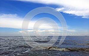 open sea with cloudy blue sky