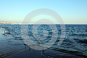 The open sea, view from the Lungomare seaside promenade Ika-Opatija-Volosko, Kvarner bay