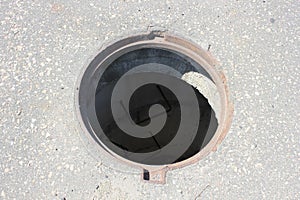Open sewage hatch