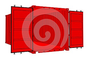 Open shipping container isolated on white