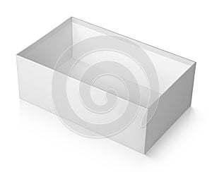 Open shoe box isolated on white