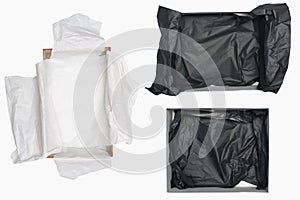 Open shoe box isolated on white