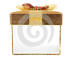 Open side wall of golden gift box