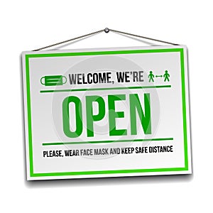 Open sign on the front door - welcome back.