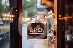 open sign hanging outside a restaurant, store, office