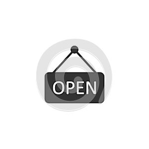 Open sign icon in flat style. Accessibility vector illustration on white isolated background. Message business concept