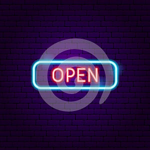 Open Sign Neon Label